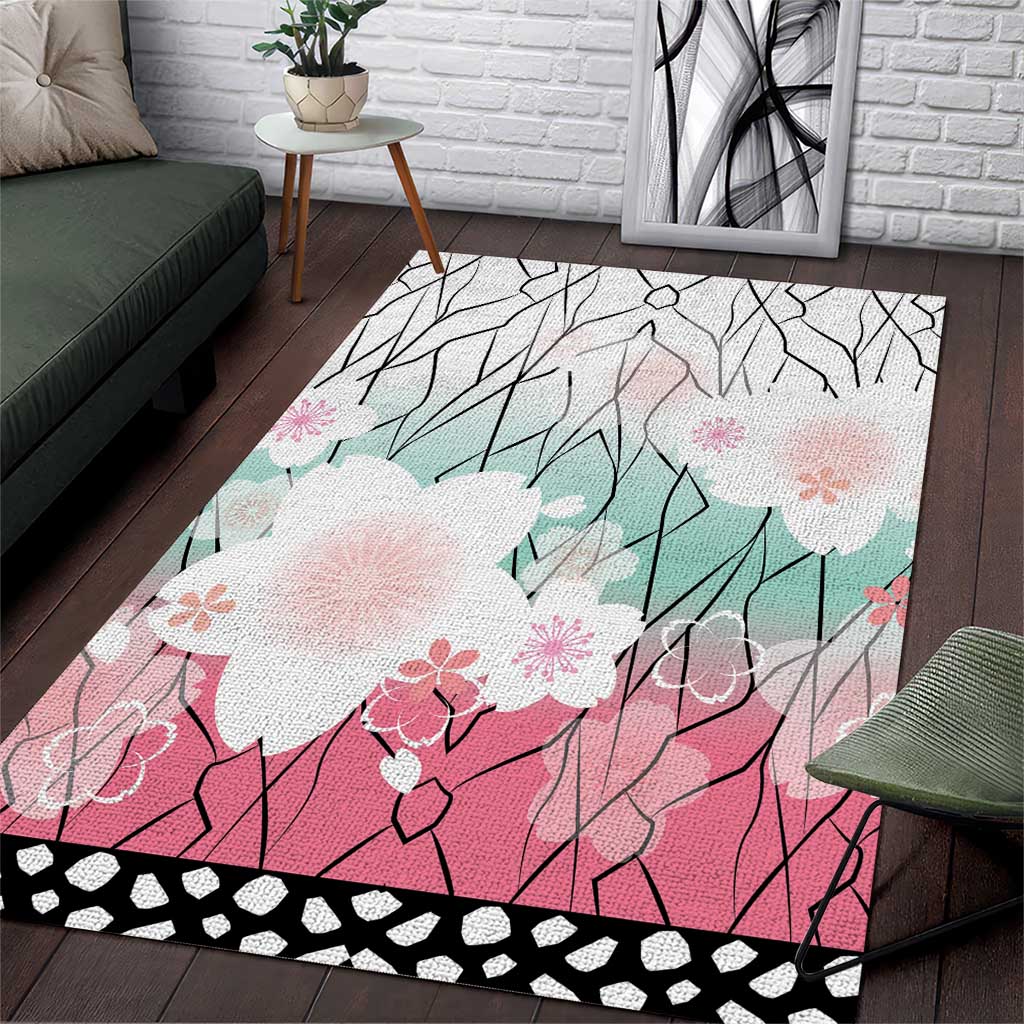 Japanese Kocho Pattern Area Rug Insect Pillar Butterfly Flower Fairy - Wonder Print Shop