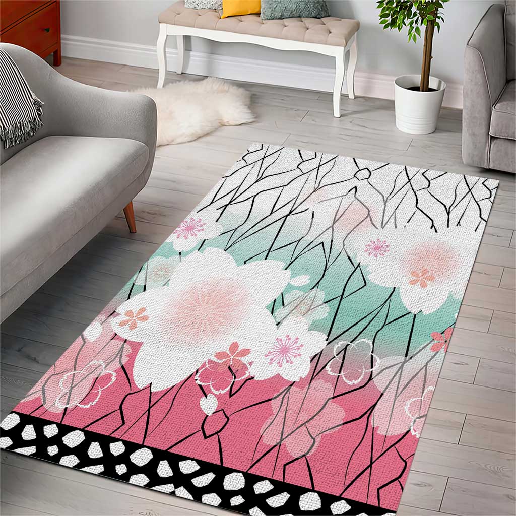 Japanese Kocho Pattern Area Rug Insect Pillar Butterfly Flower Fairy - Wonder Print Shop