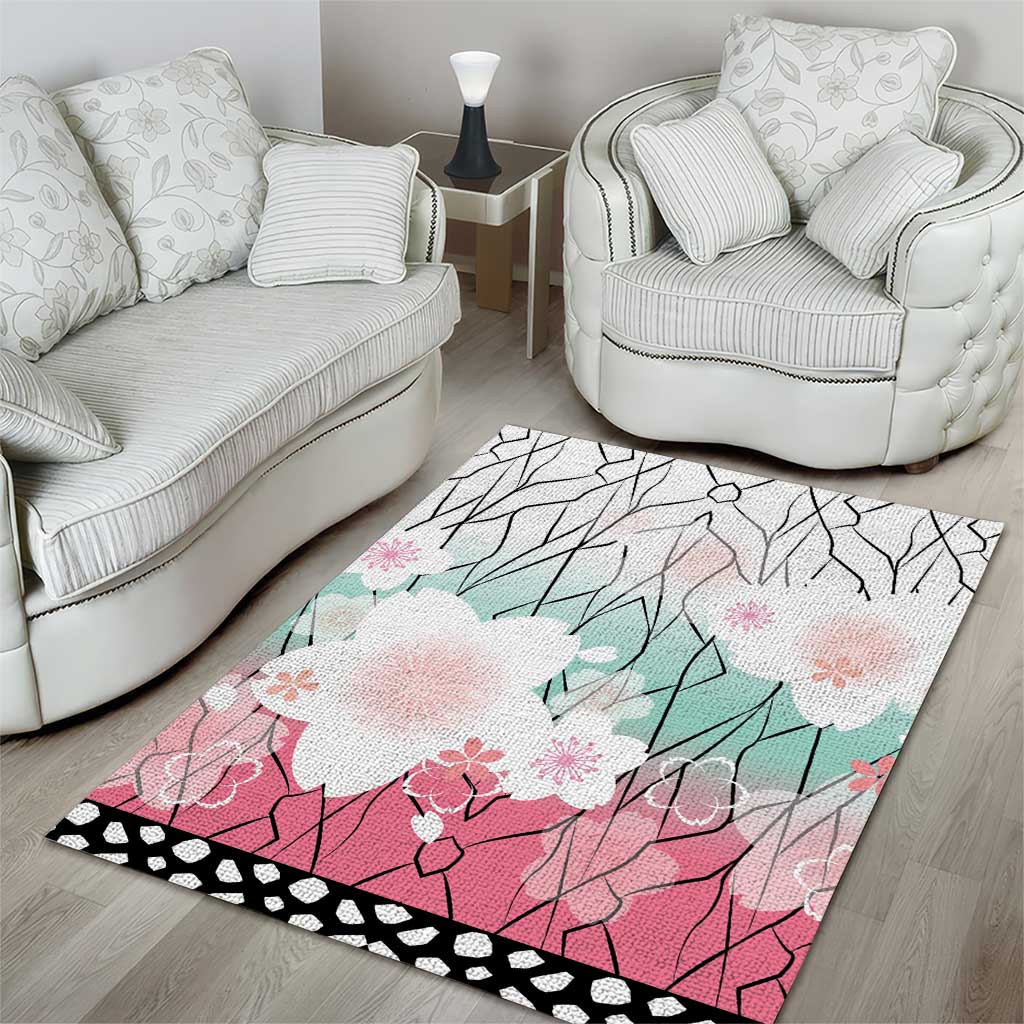 Japanese Kocho Pattern Area Rug Insect Pillar Butterfly Flower Fairy - Wonder Print Shop