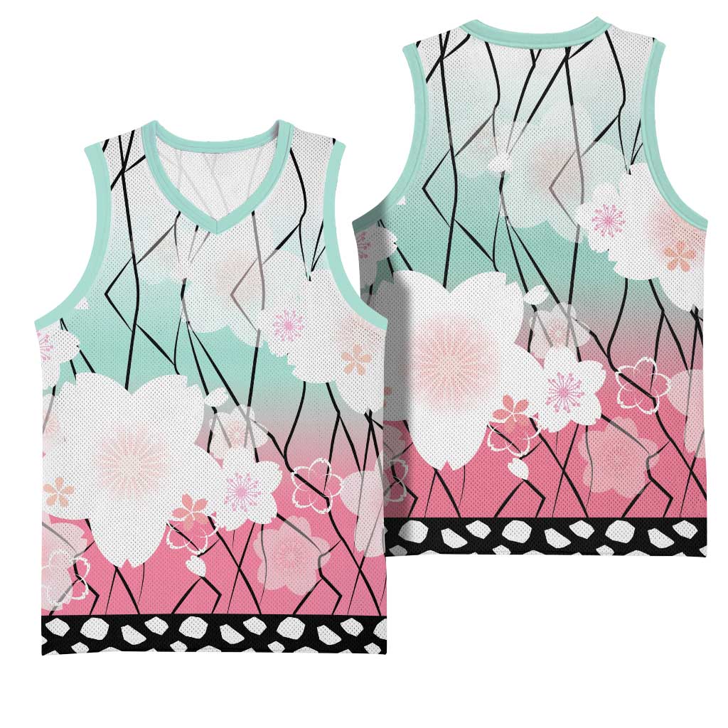 Japanese Kocho Pattern Basketball Jersey Insect Pillar Butterfly Flower Fairy - Wonder Print Shop