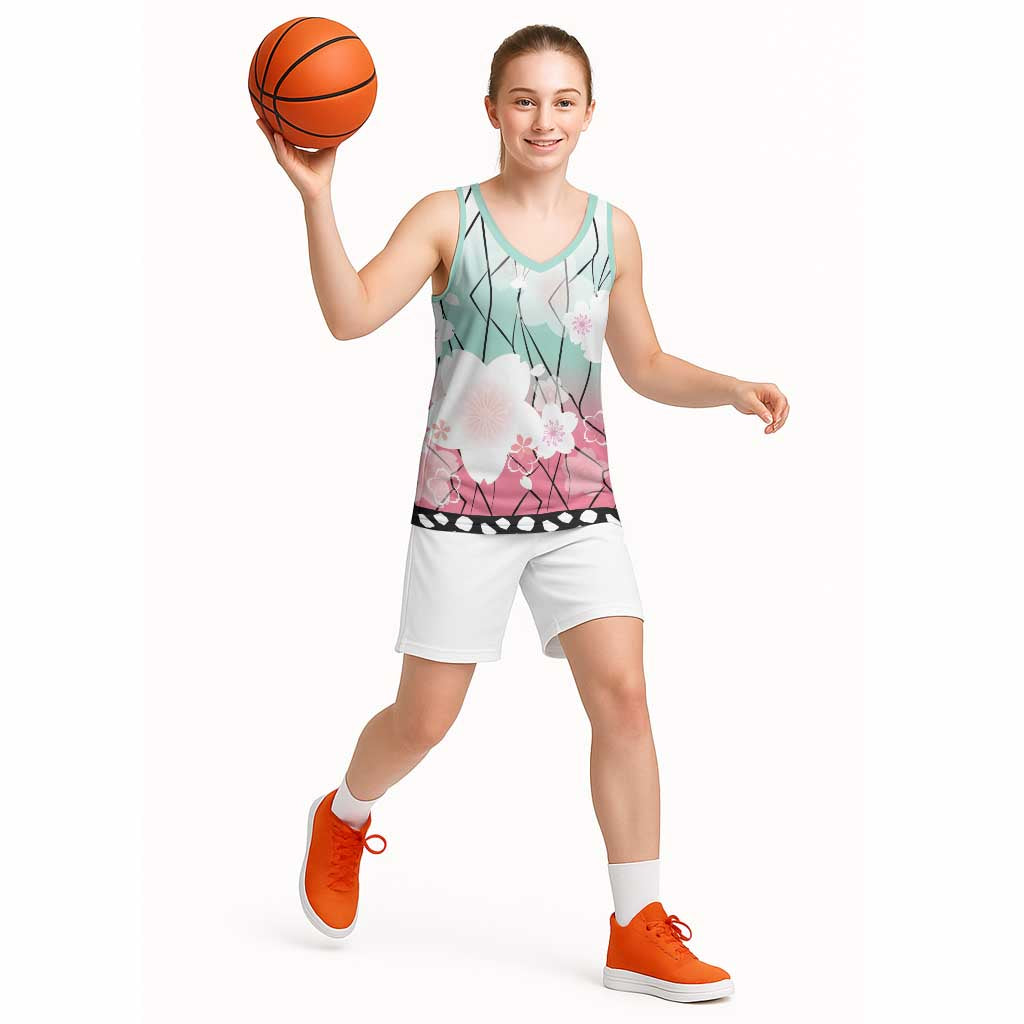 Japanese Kocho Pattern Basketball Jersey Insect Pillar Butterfly Flower Fairy - Wonder Print Shop