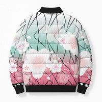 Japanese Kocho Pattern Bomber Puffer Jacket Insect Pillar Butterfly Flower Fairy - Wonder Print Shop