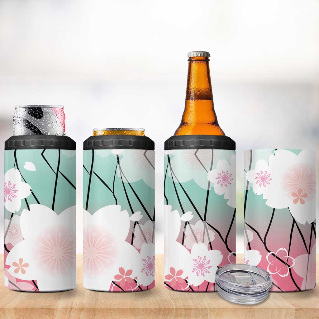 Japanese Kocho Pattern 4 in 1 Can Cooler Tumbler Insect Pillar Butterfly Flower Fairy - Wonder Print Shop