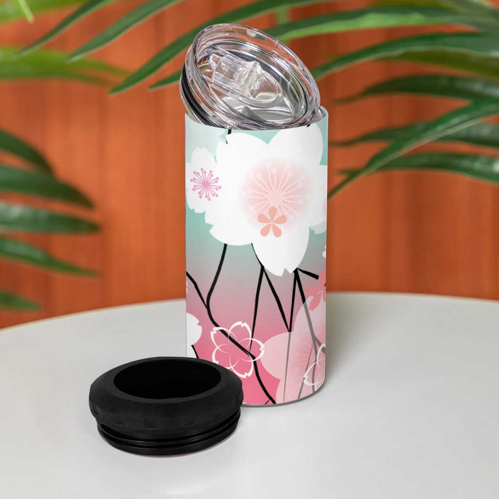 Japanese Kocho Pattern 4 in 1 Can Cooler Tumbler Insect Pillar Butterfly Flower Fairy - Wonder Print Shop