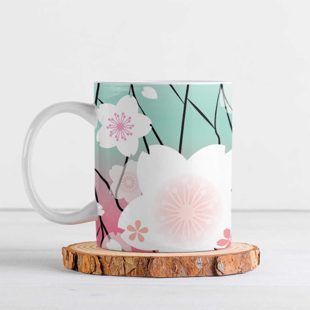 Japanese Kocho Pattern Ceramic Mug Insect Pillar Butterfly Flower Fairy - Wonder Print Shop