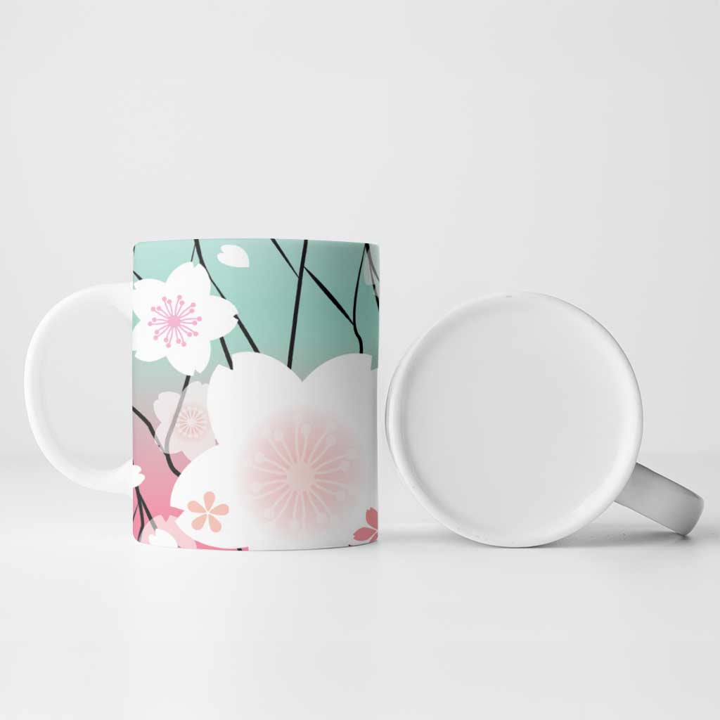 Japanese Kocho Pattern Ceramic Mug Insect Pillar Butterfly Flower Fairy - Wonder Print Shop