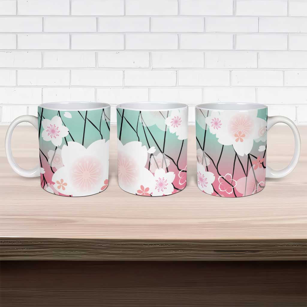 Japanese Kocho Pattern Ceramic Mug Insect Pillar Butterfly Flower Fairy - Wonder Print Shop