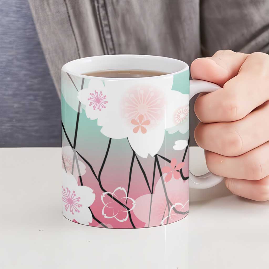 Japanese Kocho Pattern Ceramic Mug Insect Pillar Butterfly Flower Fairy - Wonder Print Shop