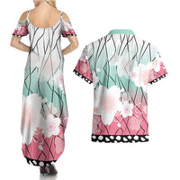 Japanese Kocho Pattern Couples Matching Summer Maxi Dress and Hawaiian Shirt Insect Pillar Butterfly Flower Fairy - Wonder Print Shop