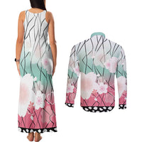 Japanese Kocho Pattern Couples Matching Tank Maxi Dress and Long Sleeve Button Shirt Insect Pillar Butterfly Flower Fairy - Wonder Print Shop