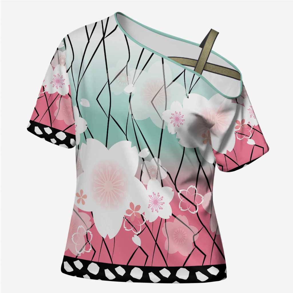 Japanese Kocho Pattern Cross Shoulder Shirt Insect Pillar Butterfly Flower Fairy - Wonder Print Shop