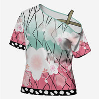 Japanese Kocho Pattern Cross Shoulder Shirt Insect Pillar Butterfly Flower Fairy - Wonder Print Shop