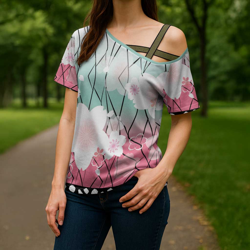 Japanese Kocho Pattern Cross Shoulder Shirt Insect Pillar Butterfly Flower Fairy - Wonder Print Shop