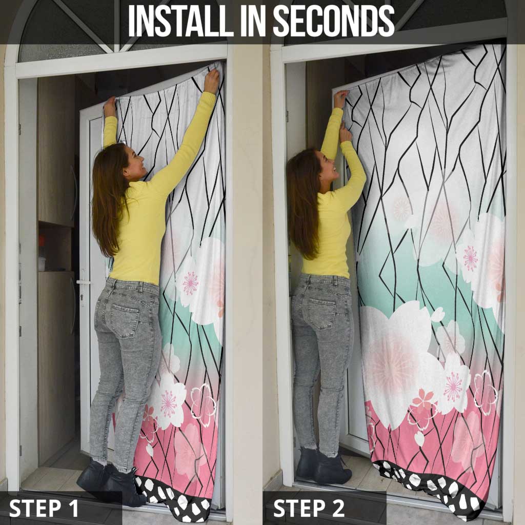 Japanese Kocho Pattern Door Cover Insect Pillar Butterfly Flower Fairy - Wonder Print Shop