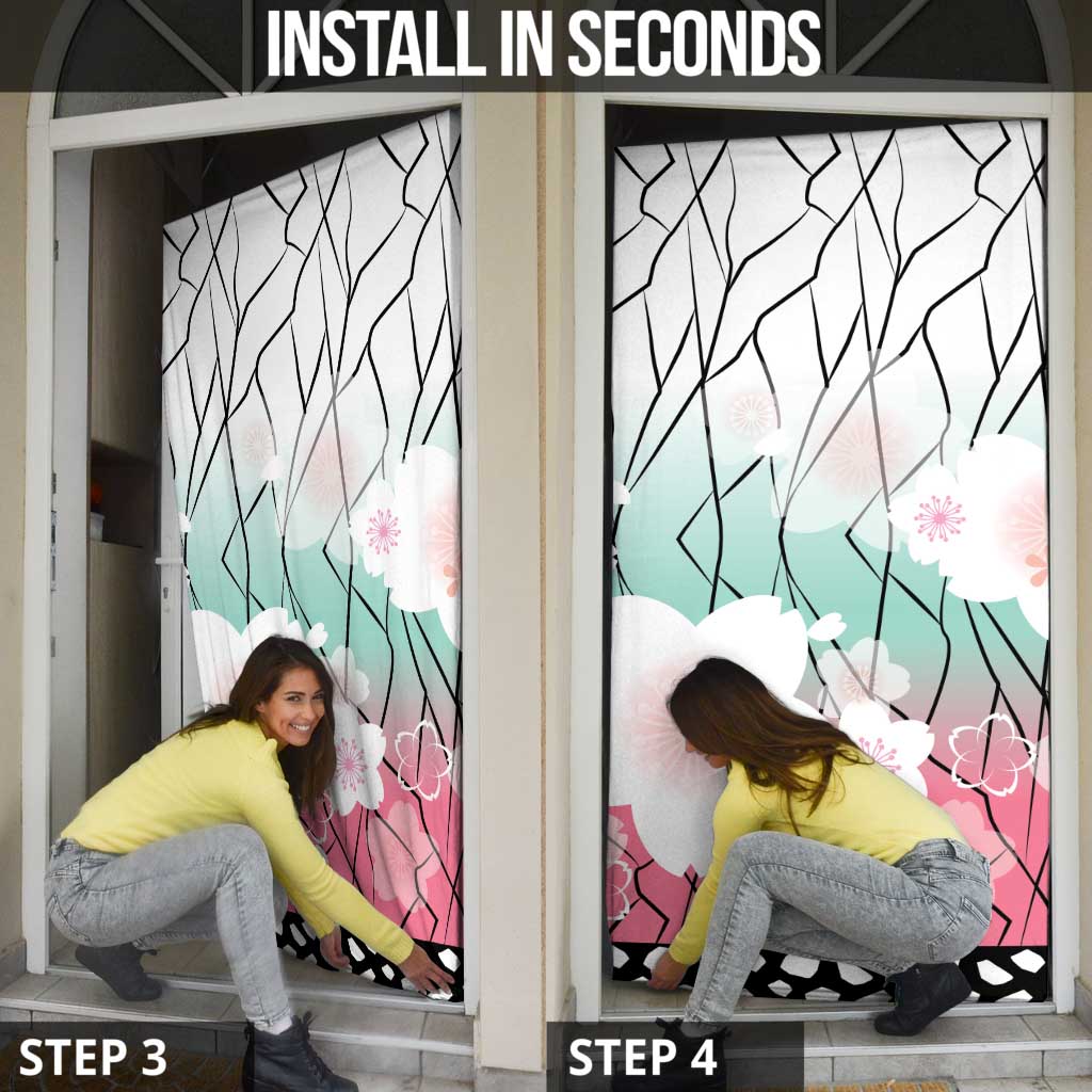 Japanese Kocho Pattern Door Cover Insect Pillar Butterfly Flower Fairy - Wonder Print Shop