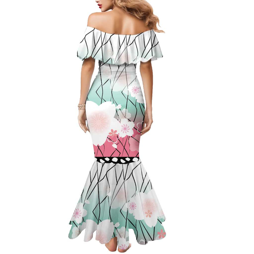 Japanese Kocho Pattern Family Matching Mermaid Dress and Hawaiian Shirt Insect Pillar Butterfly Flower Fairy - Wonder Print Shop