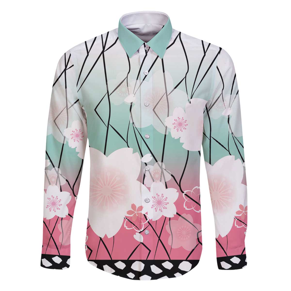 Japanese Kocho Pattern Family Matching Off The Shoulder Long Sleeve Dress and Hawaiian Shirt Insect Pillar Butterfly Flower Fairy - Wonder Print Shop