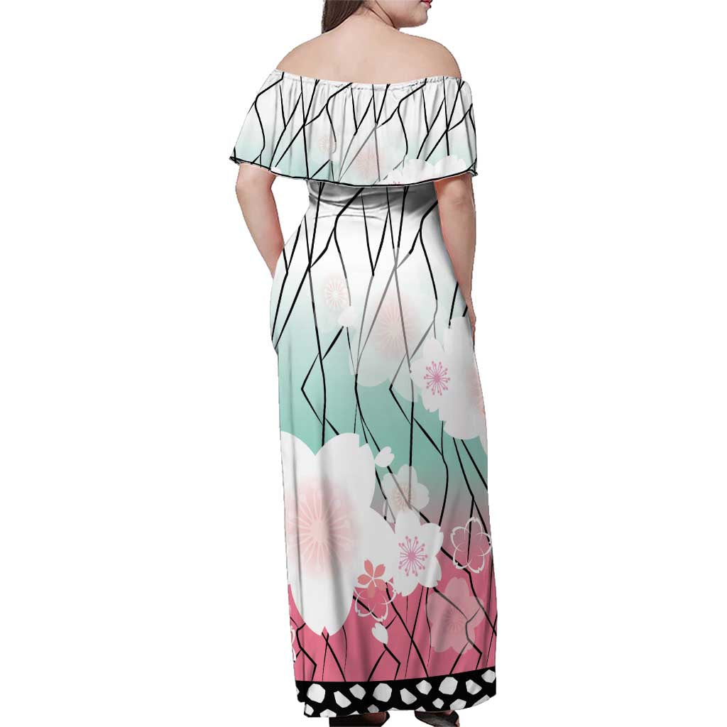 Japanese Kocho Pattern Family Matching Off Shoulder Maxi Dress and Hawaiian Shirt Insect Pillar Butterfly Flower Fairy - Wonder Print Shop