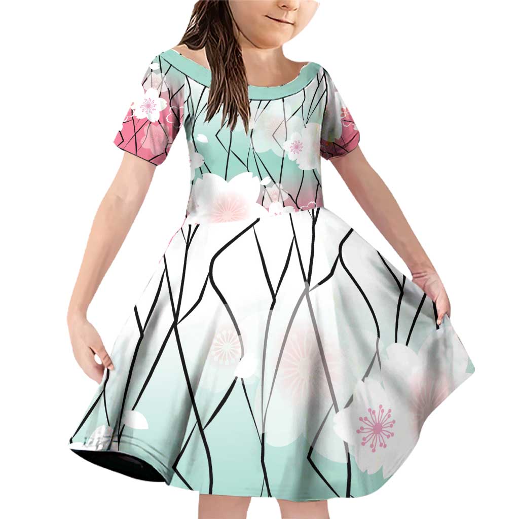 Japanese Kocho Pattern Family Matching Off Shoulder Short Dress and Hawaiian Shirt Insect Pillar Butterfly Flower Fairy - Wonder Print Shop