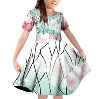 Japanese Kocho Pattern Family Matching Off Shoulder Short Dress and Hawaiian Shirt Insect Pillar Butterfly Flower Fairy - Wonder Print Shop