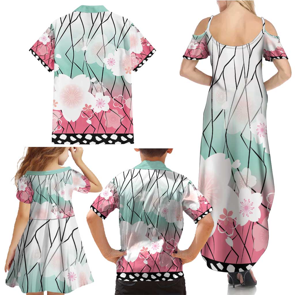 Japanese Kocho Pattern Family Matching Summer Maxi Dress and Hawaiian Shirt Insect Pillar Butterfly Flower Fairy - Wonder Print Shop