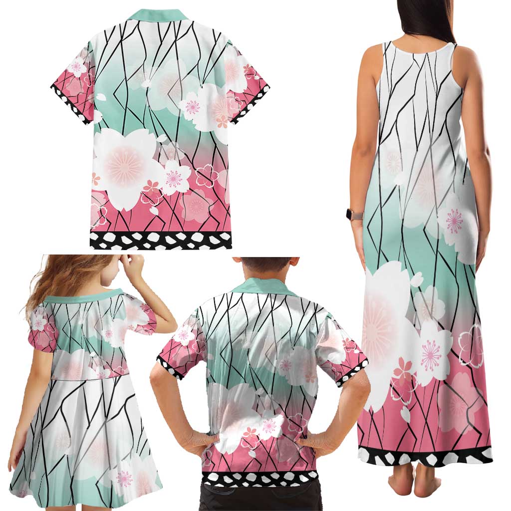 Japanese Kocho Pattern Family Matching Tank Maxi Dress and Hawaiian Shirt Insect Pillar Butterfly Flower Fairy - Wonder Print Shop