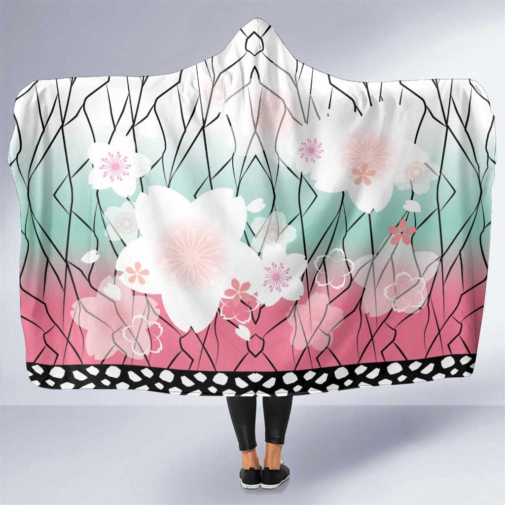 Japanese Kocho Pattern Hooded Blanket Insect Pillar Butterfly Flower Fairy - Wonder Print Shop