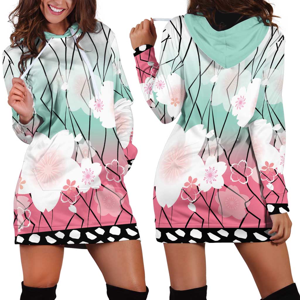 Japanese Kocho Pattern Hoodie Dress Insect Pillar Butterfly Flower Fairy - Wonder Print Shop