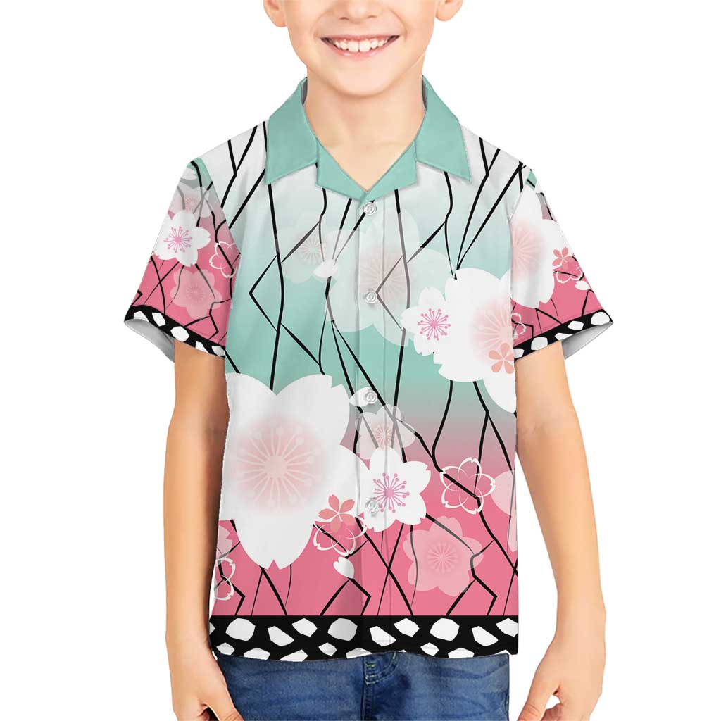 Japanese Kocho Pattern Kid Hawaiian Shirt Insect Pillar Butterfly Flower Fairy - Wonder Print Shop