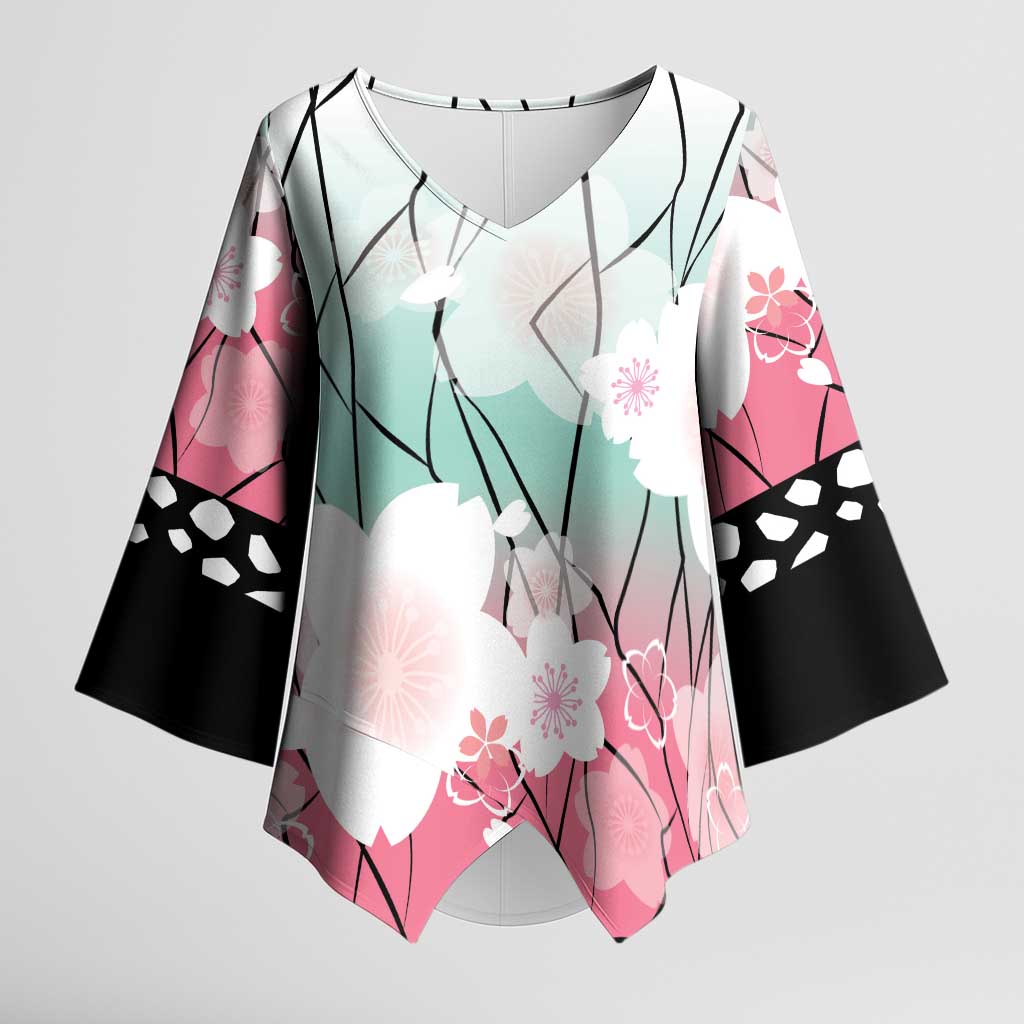 Japanese Kocho Pattern Kimono Sleeve Blouse Insect Pillar Butterfly Flower Fairy - Wonder Print Shop