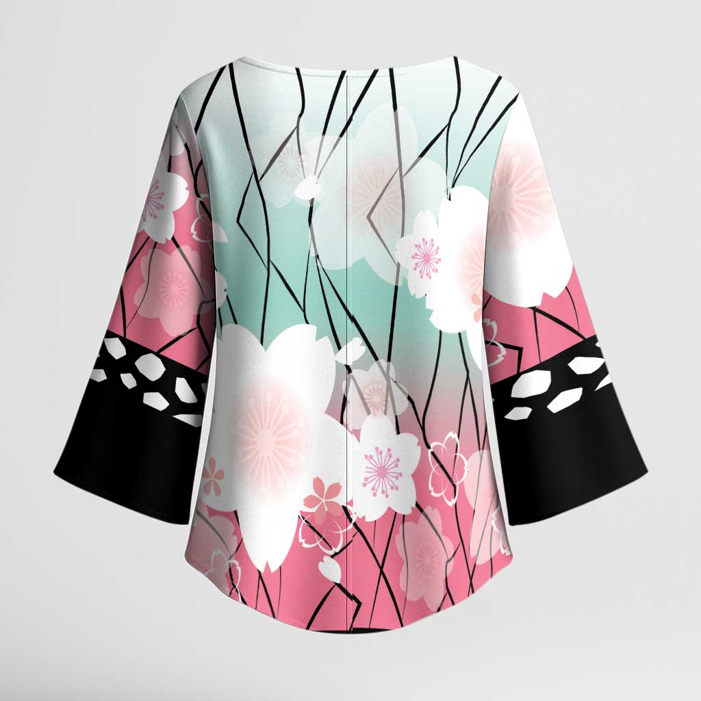 Japanese Kocho Pattern Kimono Sleeve Blouse Insect Pillar Butterfly Flower Fairy - Wonder Print Shop