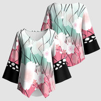Japanese Kocho Pattern Kimono Sleeve Blouse Insect Pillar Butterfly Flower Fairy - Wonder Print Shop