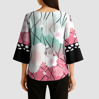 Japanese Kocho Pattern Kimono Sleeve Blouse Insect Pillar Butterfly Flower Fairy - Wonder Print Shop