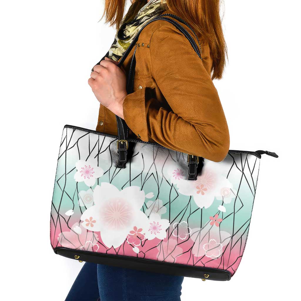 Japanese Kocho Pattern Leather Tote Bag Insect Pillar Butterfly Flower Fairy - Wonder Print Shop
