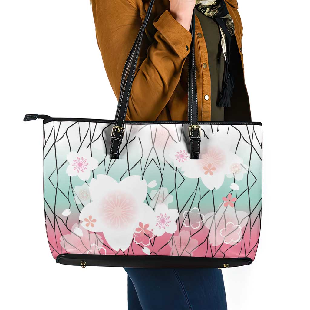 Japanese Kocho Pattern Leather Tote Bag Insect Pillar Butterfly Flower Fairy - Wonder Print Shop
