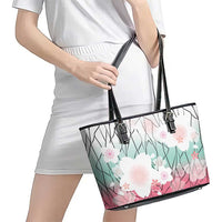 Japanese Kocho Pattern Leather Tote Bag Insect Pillar Butterfly Flower Fairy - Wonder Print Shop