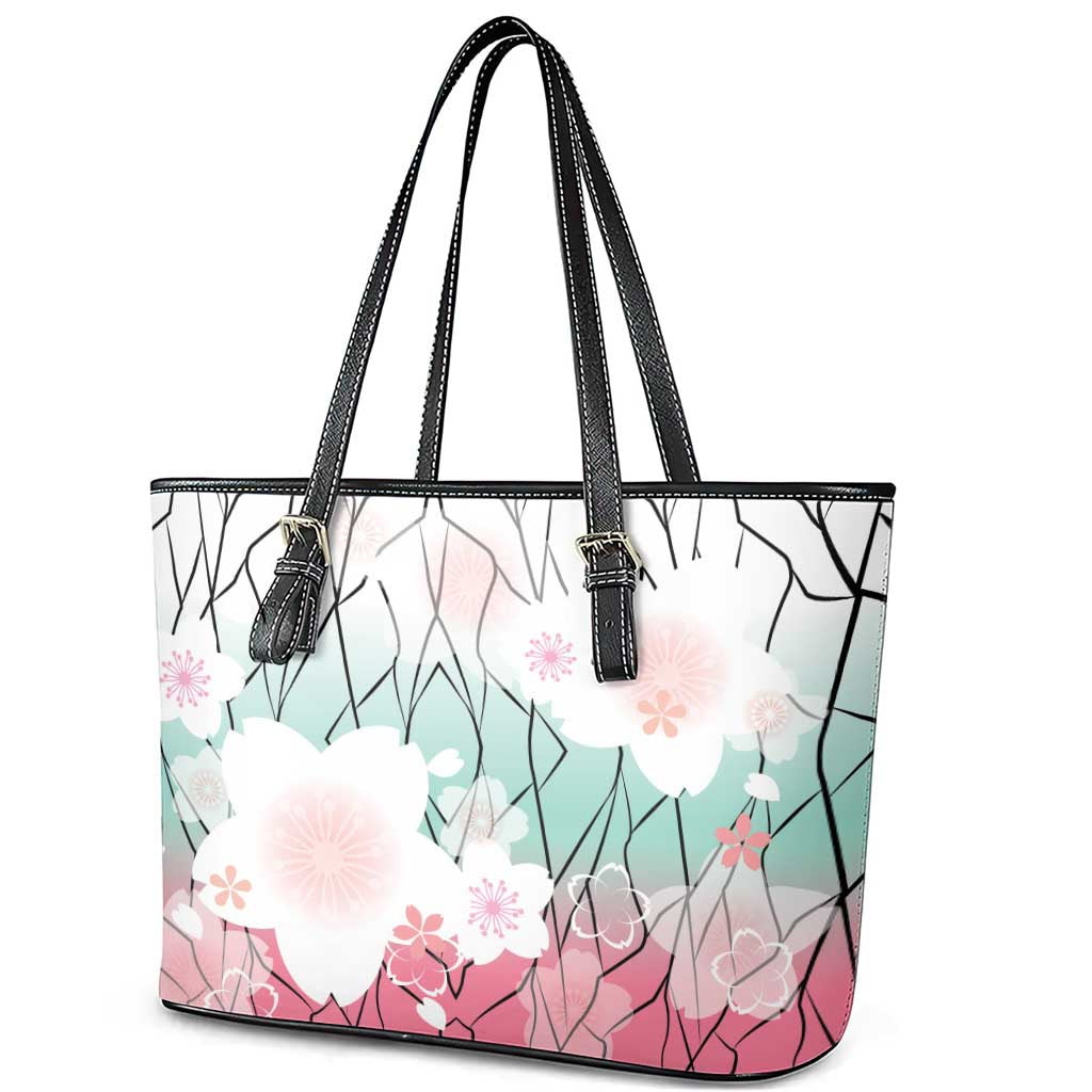 Japanese Kocho Pattern Leather Tote Bag Insect Pillar Butterfly Flower Fairy - Wonder Print Shop