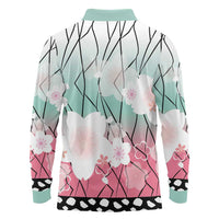 Japanese Kocho Pattern Long Sleeve Polo Shirt Insect Pillar Butterfly Flower Fairy - Wonder Print Shop