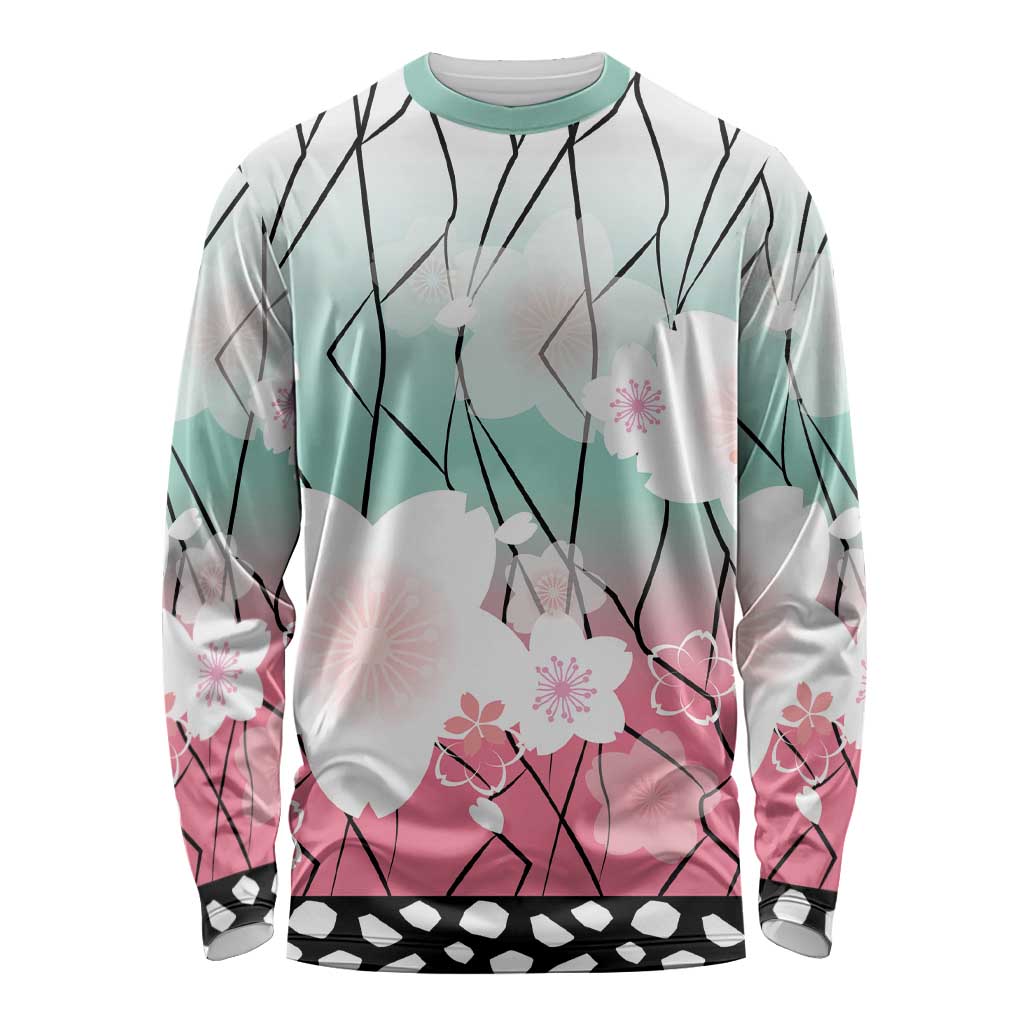 Japanese Kocho Pattern Long Sleeve Shirt Insect Pillar Butterfly Flower Fairy - Wonder Print Shop