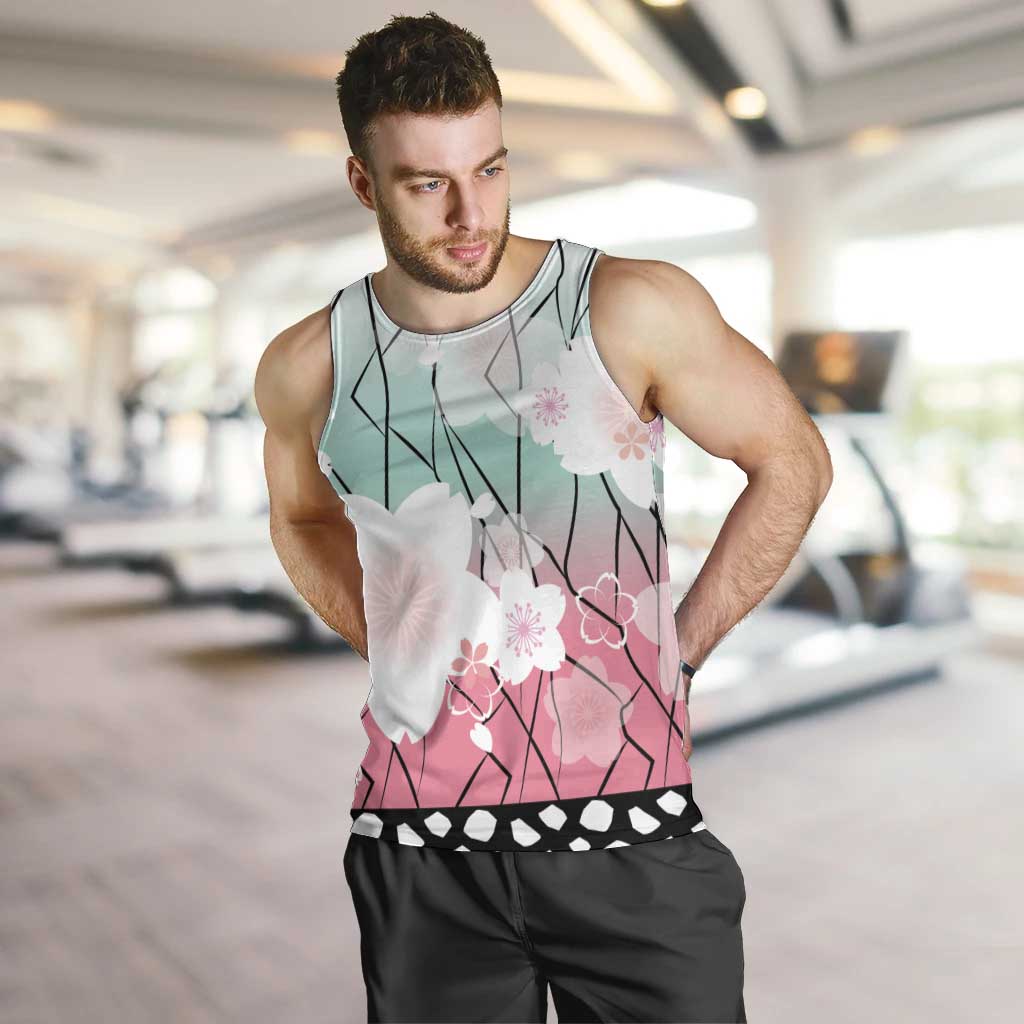 Japanese Kocho Pattern Men Tank Top Insect Pillar Butterfly Flower Fairy - Wonder Print Shop