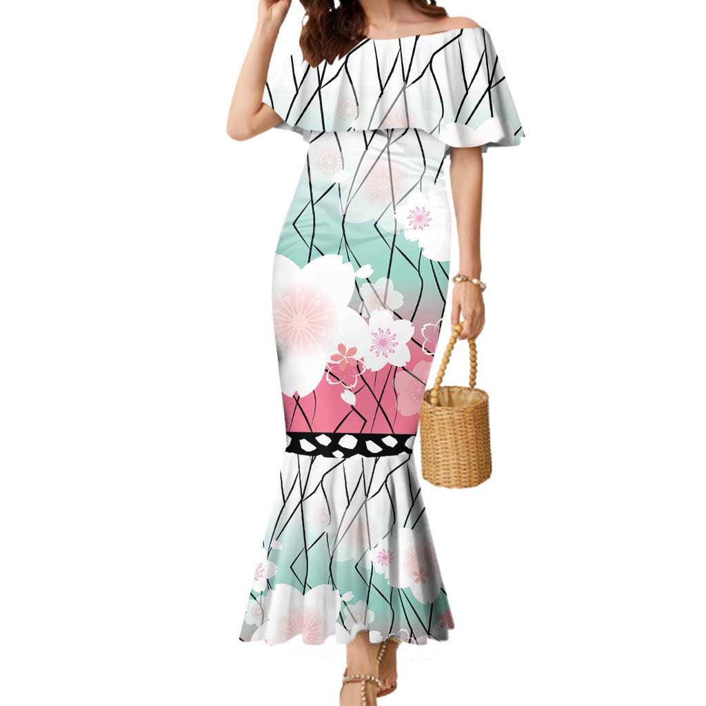 Japanese Kocho Pattern Mermaid Dress Insect Pillar Butterfly Flower Fairy - Wonder Print Shop