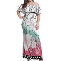Japanese Kocho Pattern Off Shoulder Maxi Dress Insect Pillar Butterfly Flower Fairy - Wonder Print Shop