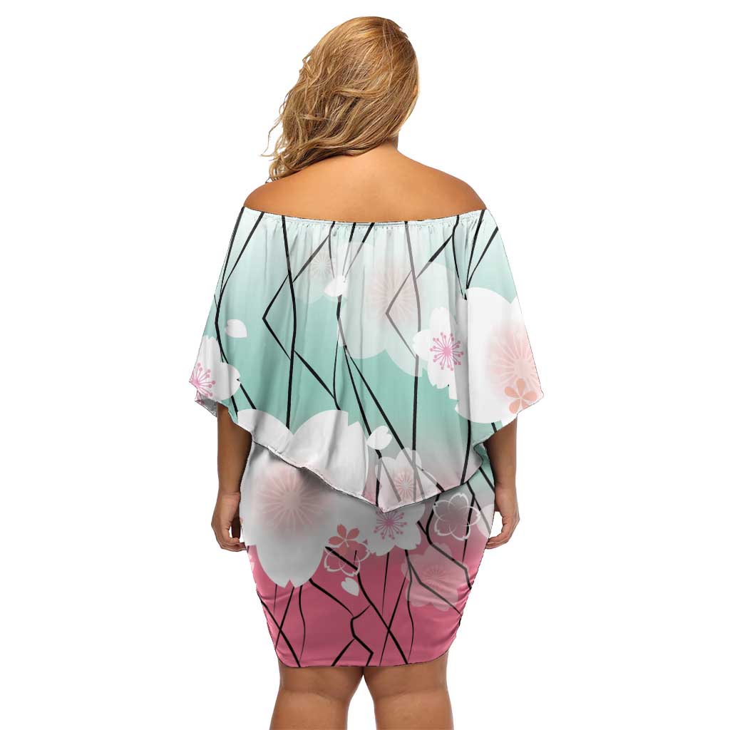 Japanese Kocho Pattern Off Shoulder Short Dress Insect Pillar Butterfly Flower Fairy - Wonder Print Shop