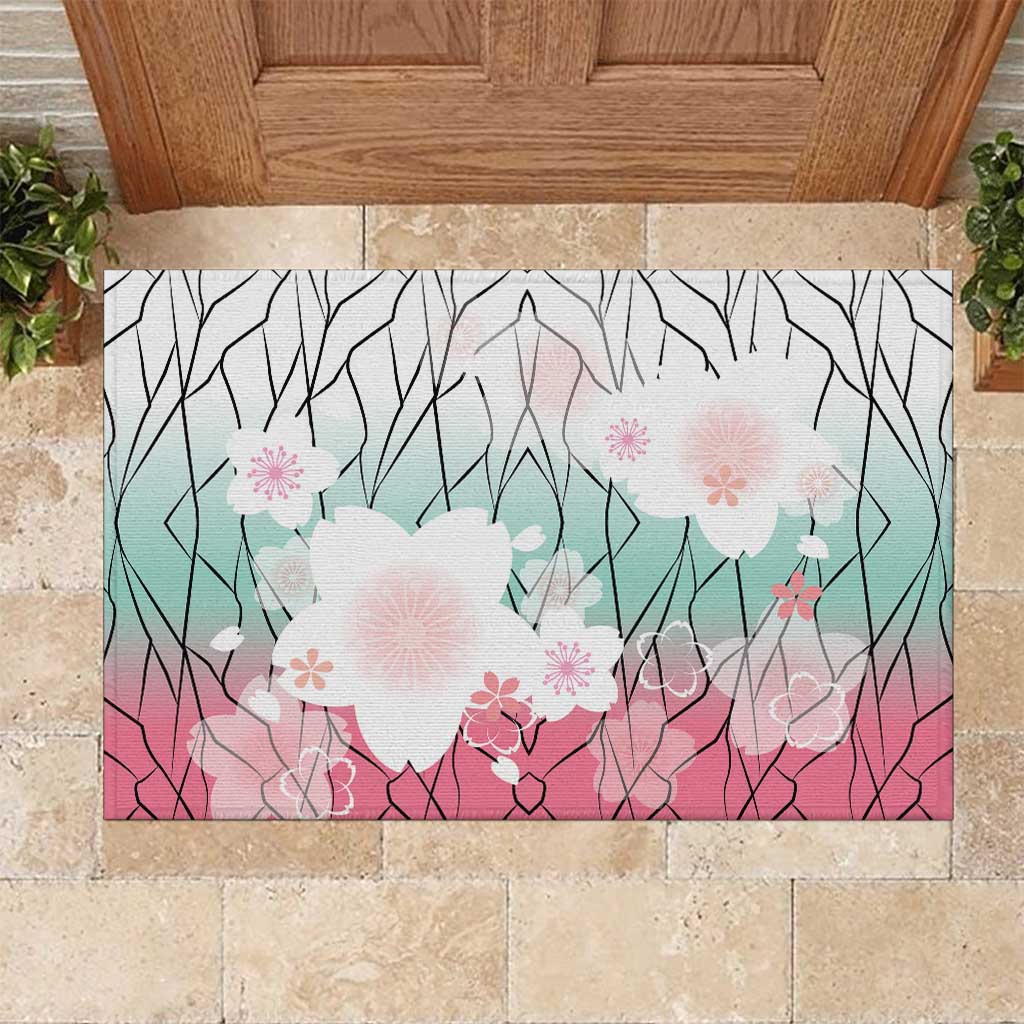 Japanese Kocho Pattern Rubber Doormat Insect Pillar Butterfly Flower Fairy - Wonder Print Shop