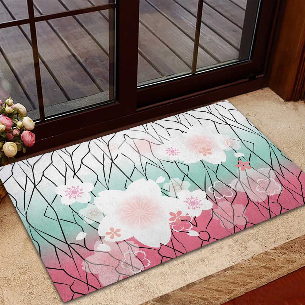 Japanese Kocho Pattern Rubber Doormat Insect Pillar Butterfly Flower Fairy - Wonder Print Shop