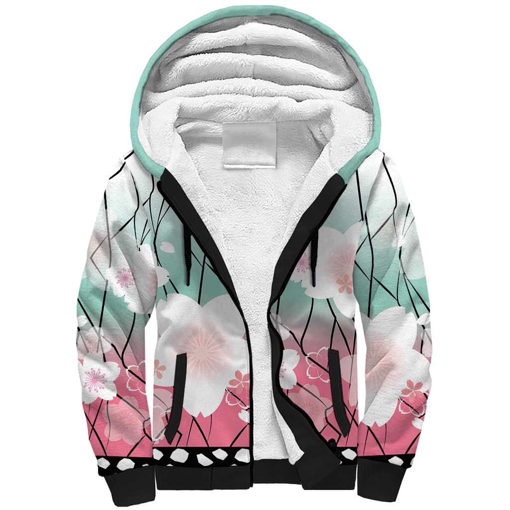 Japanese Kocho Pattern Sherpa Hoodie Insect Pillar Butterfly Flower Fairy - Wonder Print Shop