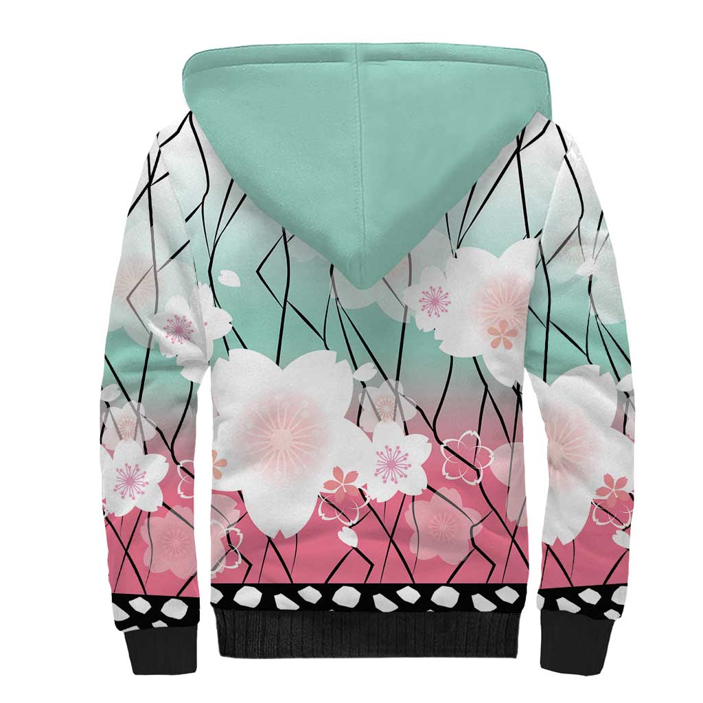 Japanese Kocho Pattern Sherpa Hoodie Insect Pillar Butterfly Flower Fairy - Wonder Print Shop