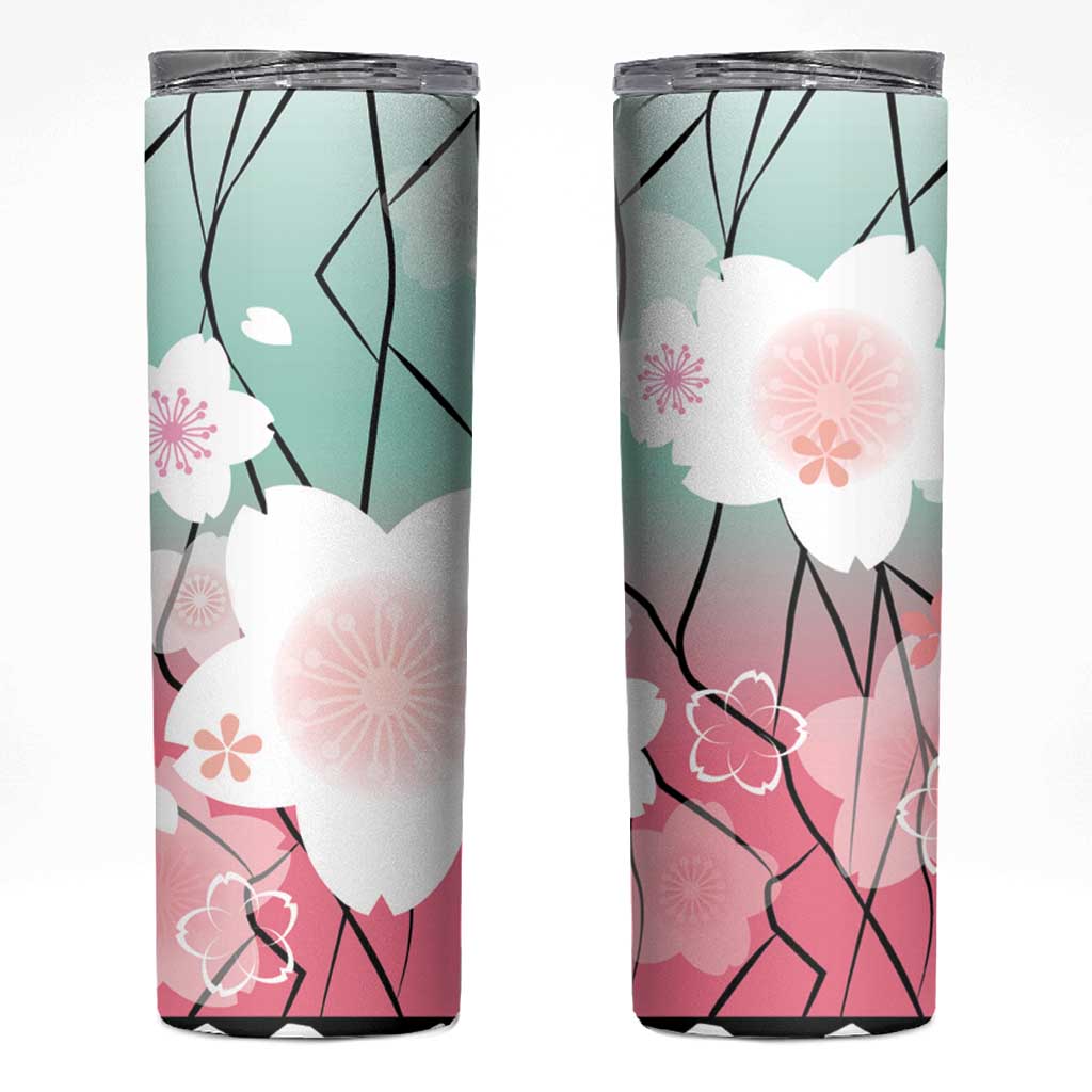 Japanese Kocho Pattern Skinny Tumbler Insect Pillar Butterfly Flower Fairy - Wonder Print Shop
