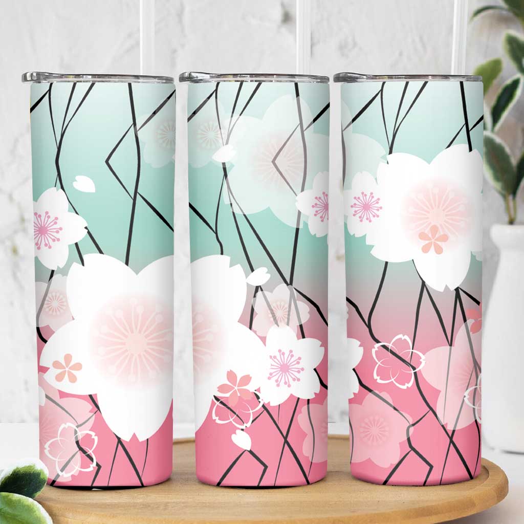 Japanese Kocho Pattern Skinny Tumbler Insect Pillar Butterfly Flower Fairy - Wonder Print Shop