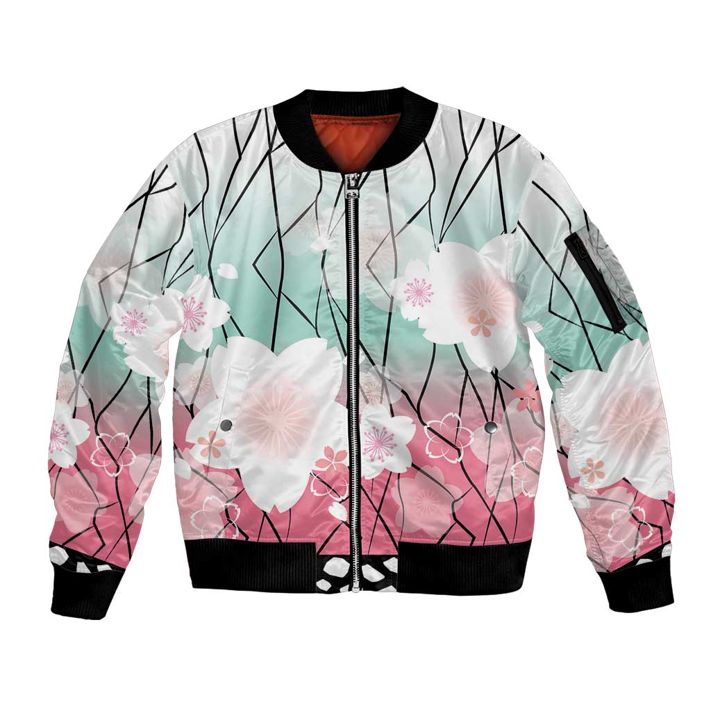 Japanese Kocho Pattern Sleeve Zip Bomber Jacket Insect Pillar Butterfly Flower Fairy - Wonder Print Shop